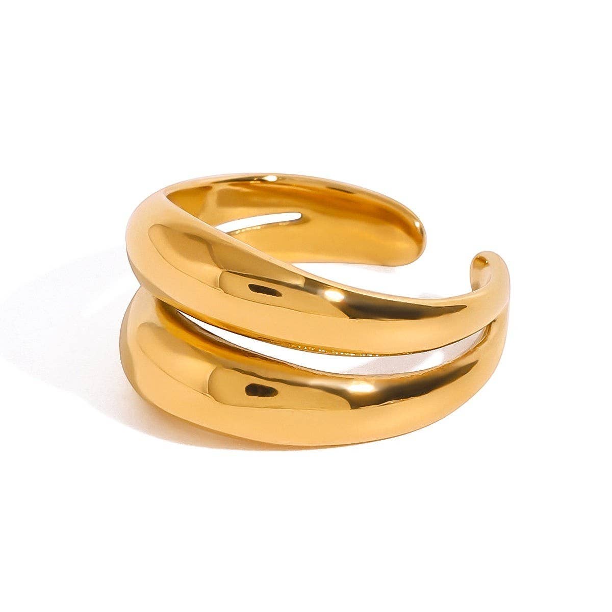 18k Stainless Steel Adjustable Double Wave Ring (LSSG-RW13)