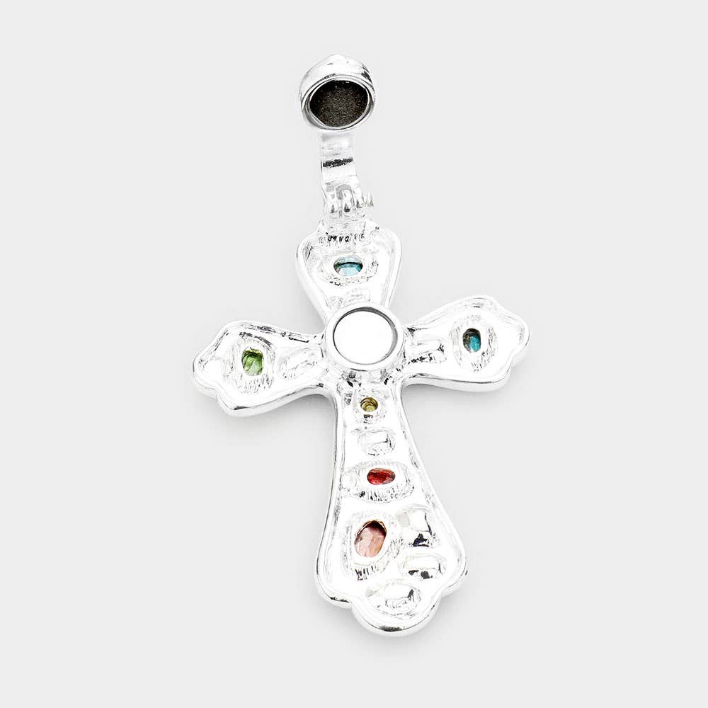 Multi Stone Cross Magnetic Pendant Set