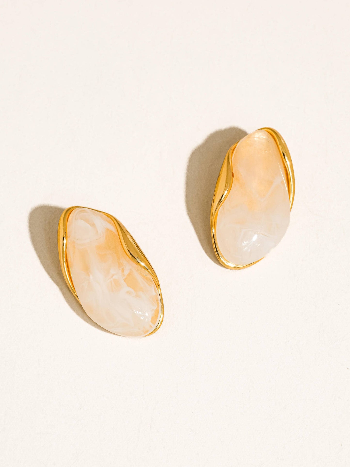 Maélie 18K Gold Non-Tarnish Resin Drop Earrings: Brown