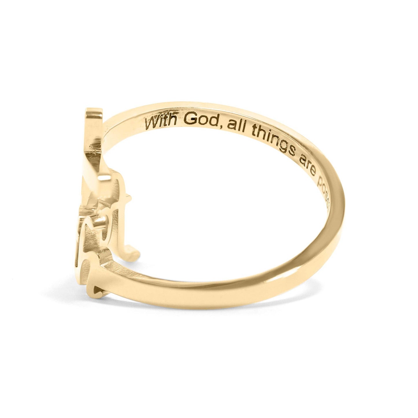 18K Gold PVD Adjustable "Faith" Ring: Gold / 9