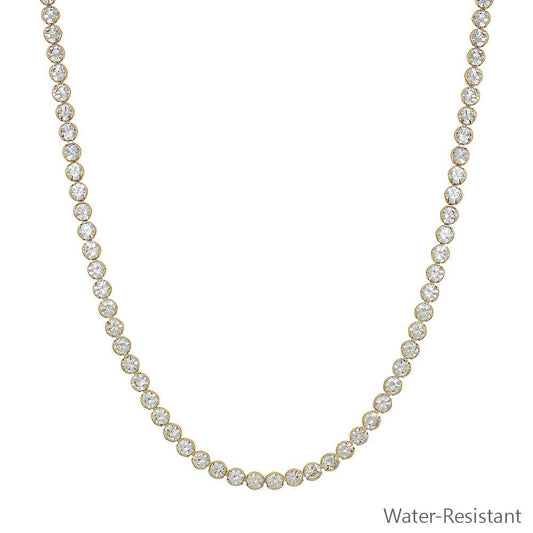 Water Resistant Gold with 4MM Rounded Tennis Necklace 16"-18" Necklace