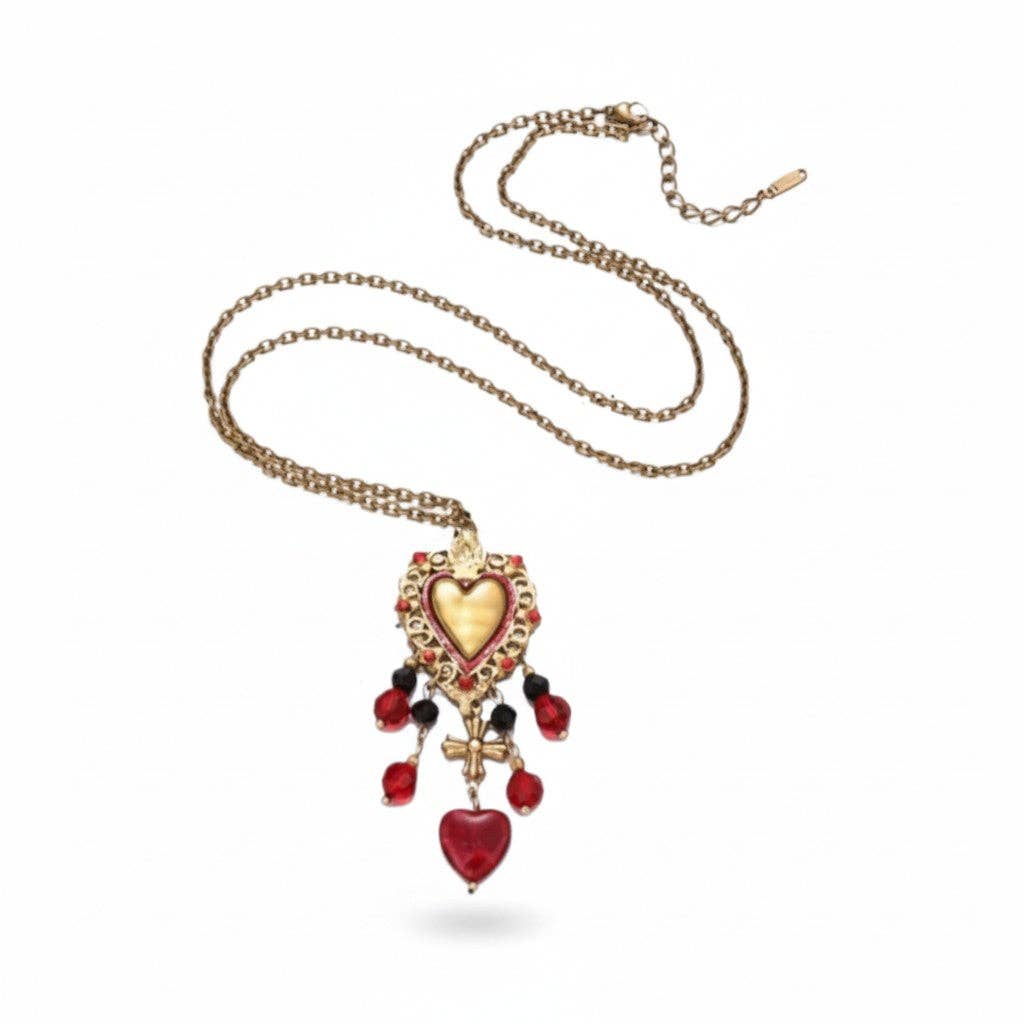 LSSGN290 18K Stainless Steel Valentina Sacred Heart Tassel Necklace
