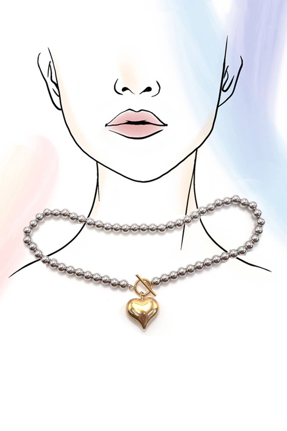 18K Stainless Steel Tarnish Free Waterproof Neck | 40NK9505: TWO TONE