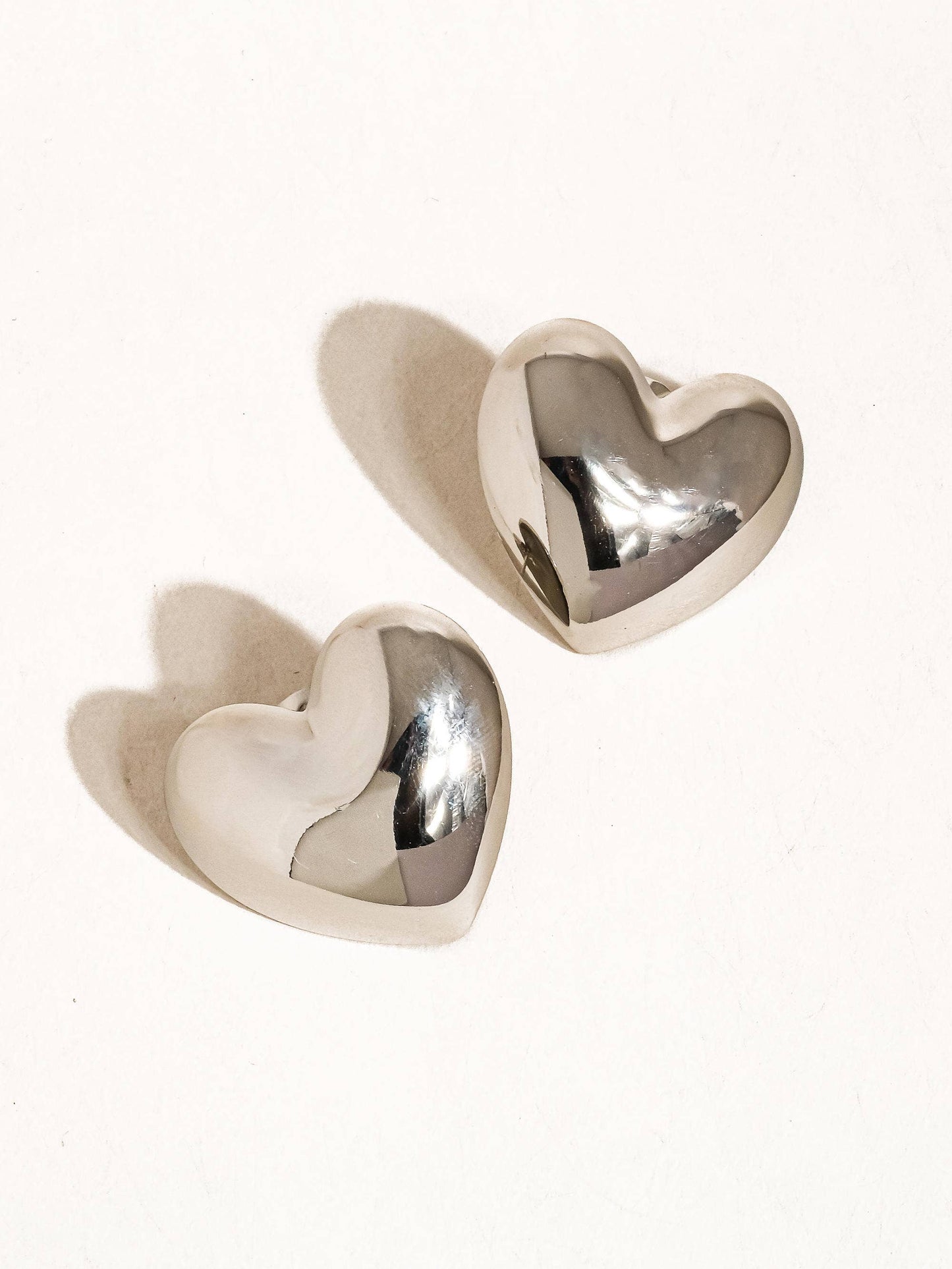 Chantilly 18K Gold Non-Tarnish Classic Heart Stud: Yellow Gold or Silver
