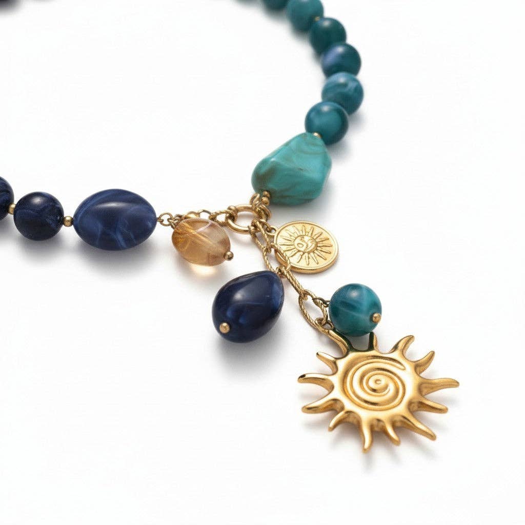 LSSGN284 18K Stainless Steel Oceania Azure Charm Necklace
