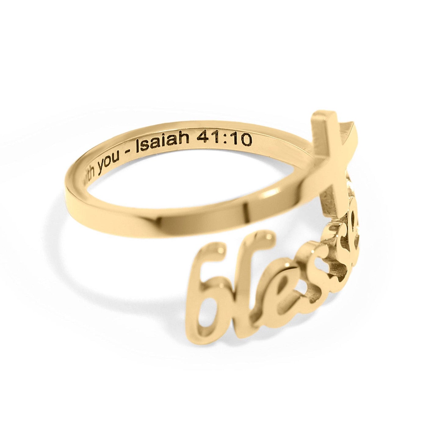 18K Gold PVD Adjustable "Blessed" Ring: Gold / 6