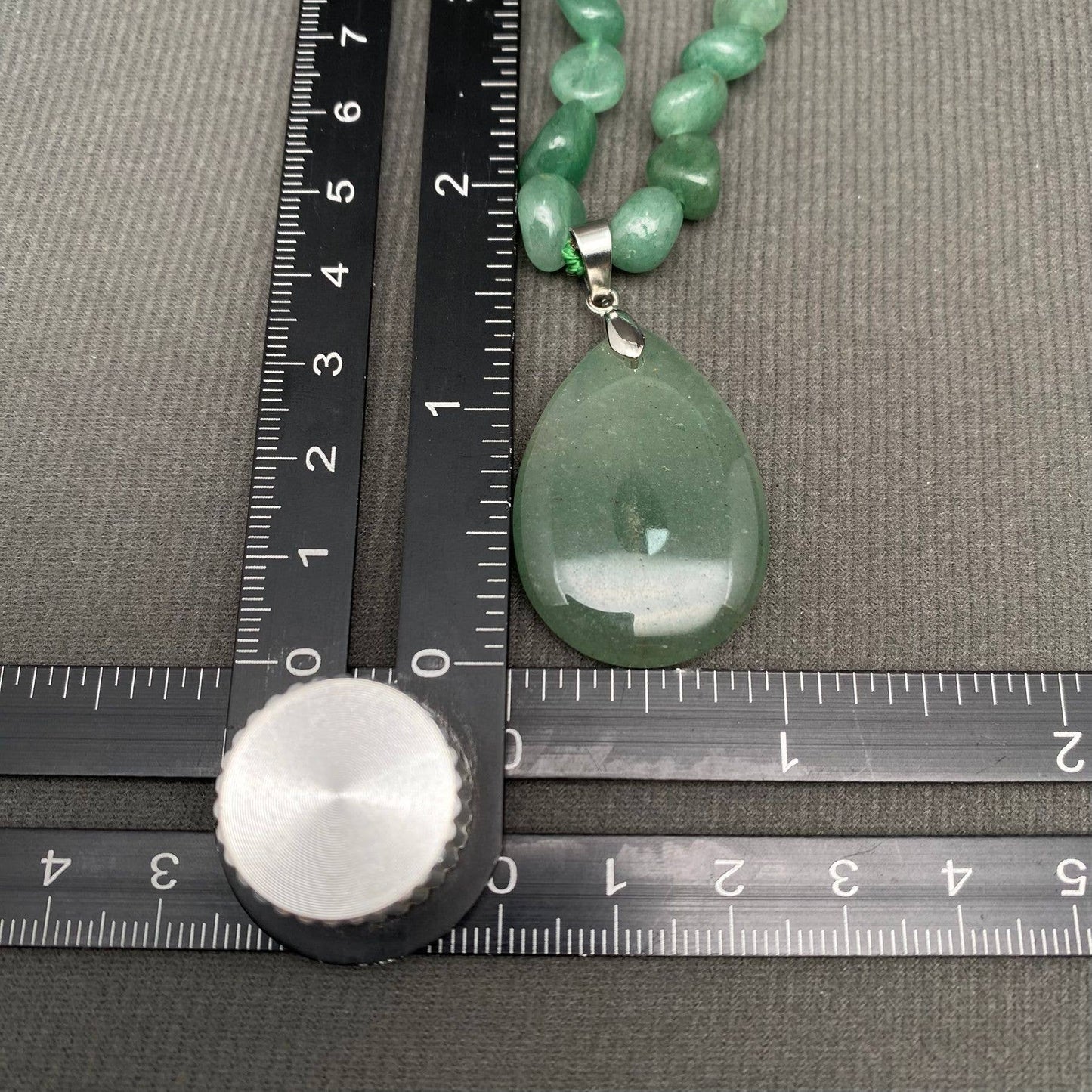 Drop Pendant Natural Stone Beaded Long Necklace - CS: Green Aventurine