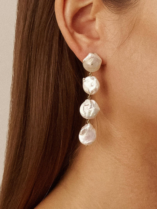 Héloïse 18K Non-Tarnish Pearl Drop Earring: Yellow Gold