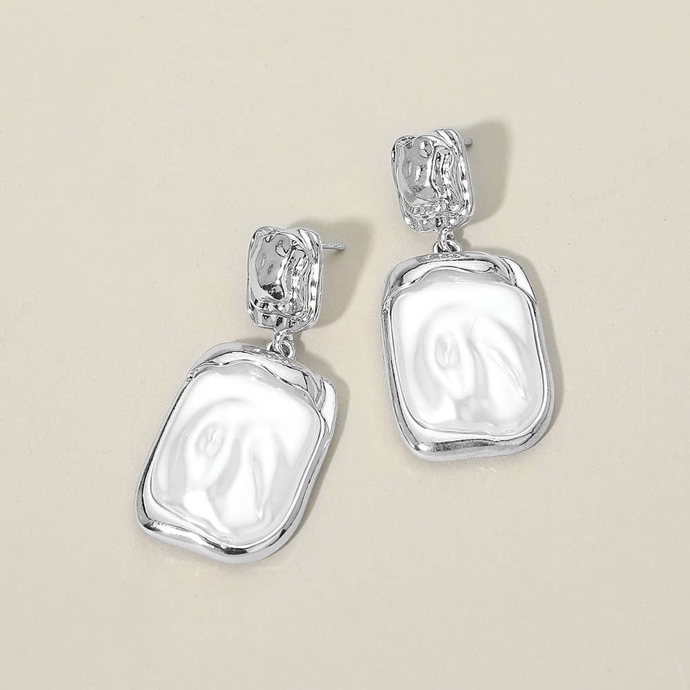 Abstract Pearl Frame Drop Dangle Earrings