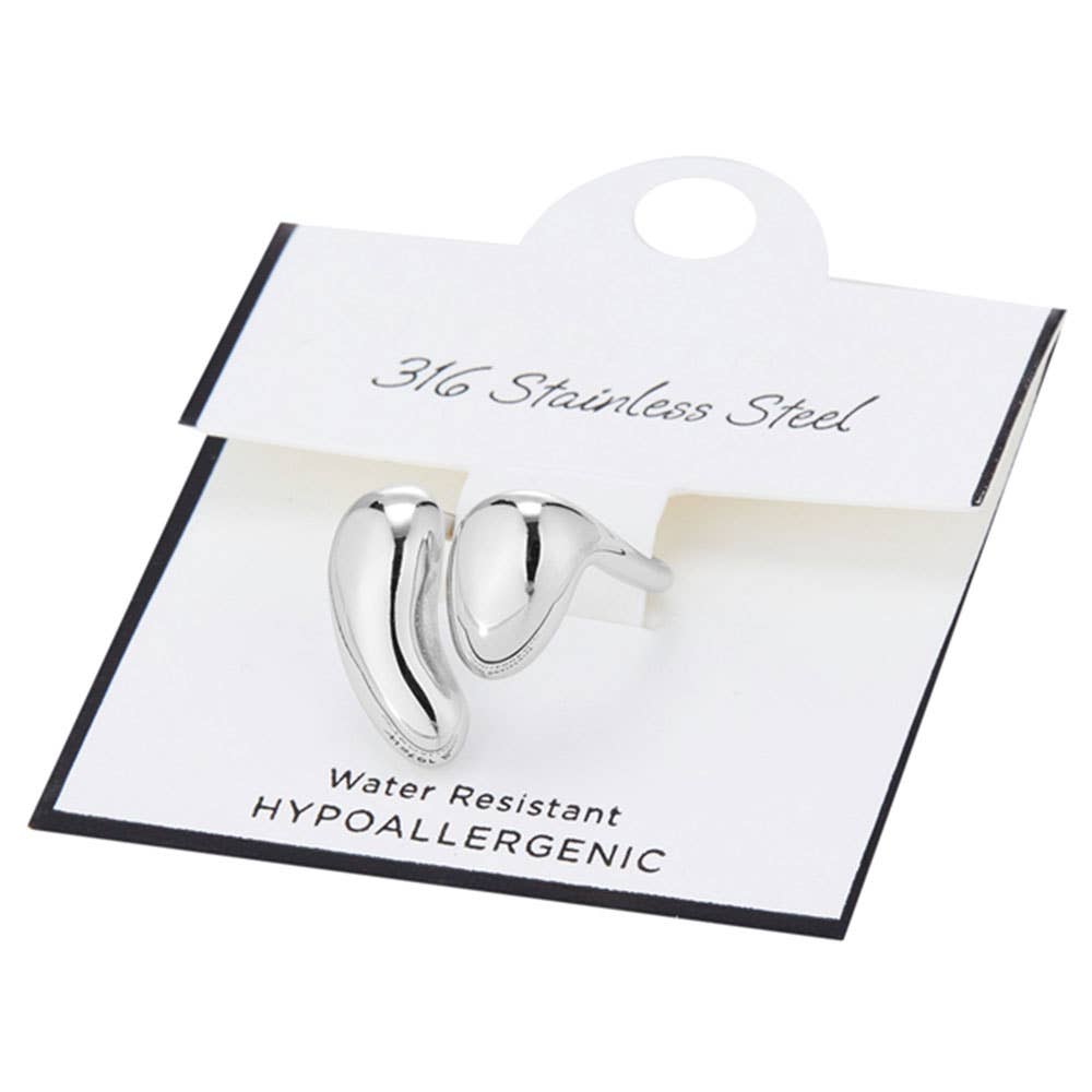 SECRET BOX_Stainless Steel Bold Sculptural Chunky Open Ring: Rhodium