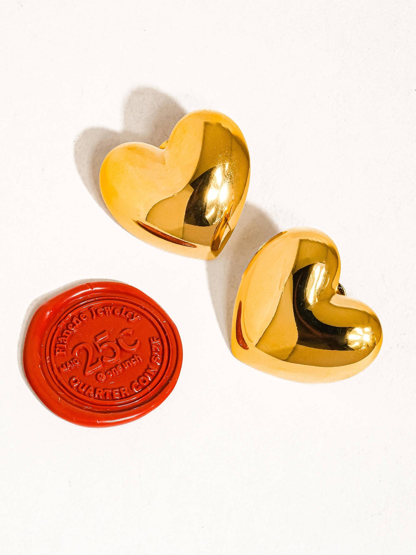 Chantilly 18K Gold Non-Tarnish Classic Heart Stud: Yellow Gold or Silver