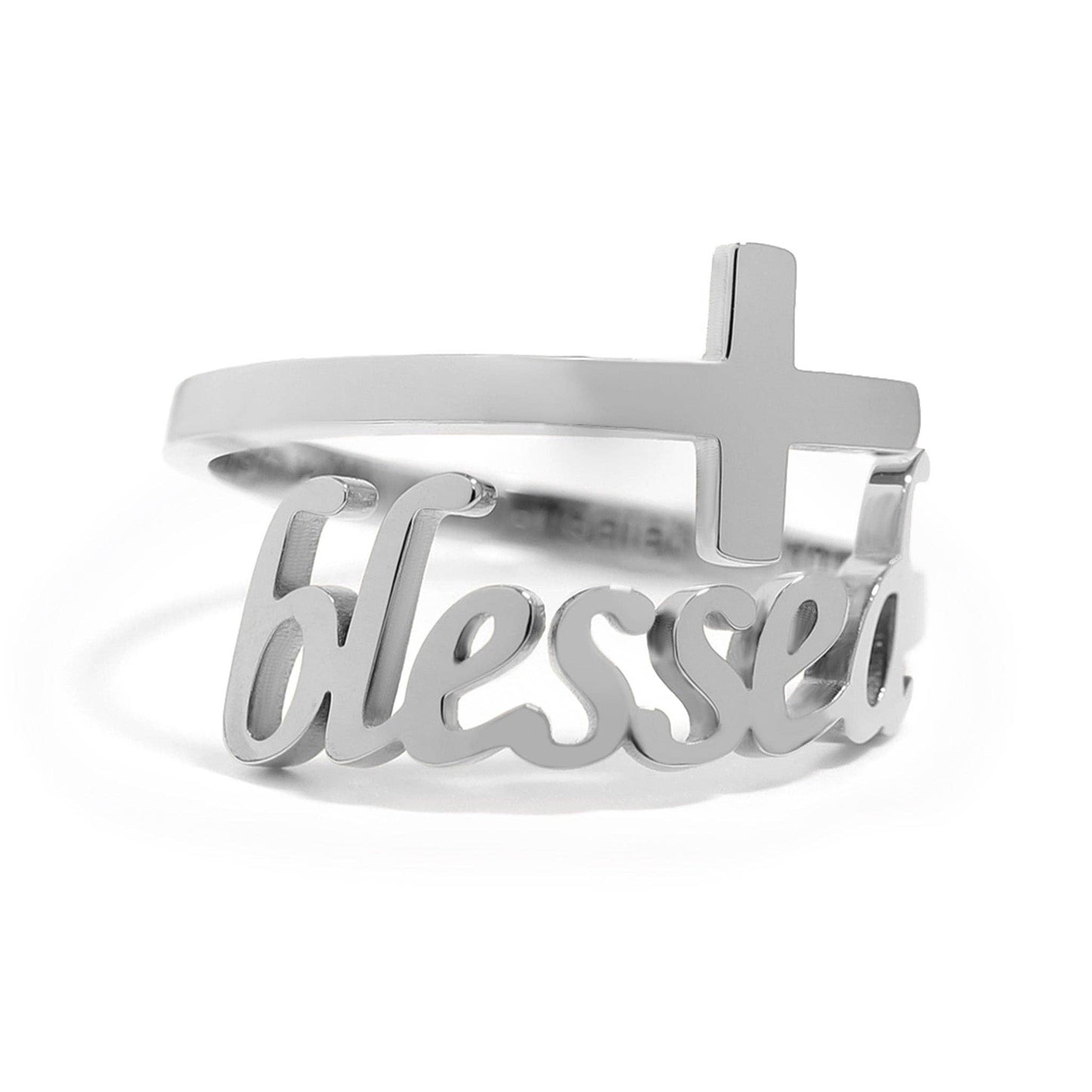18K Gold PVD Adjustable "Blessed" Ring: Gold / 6