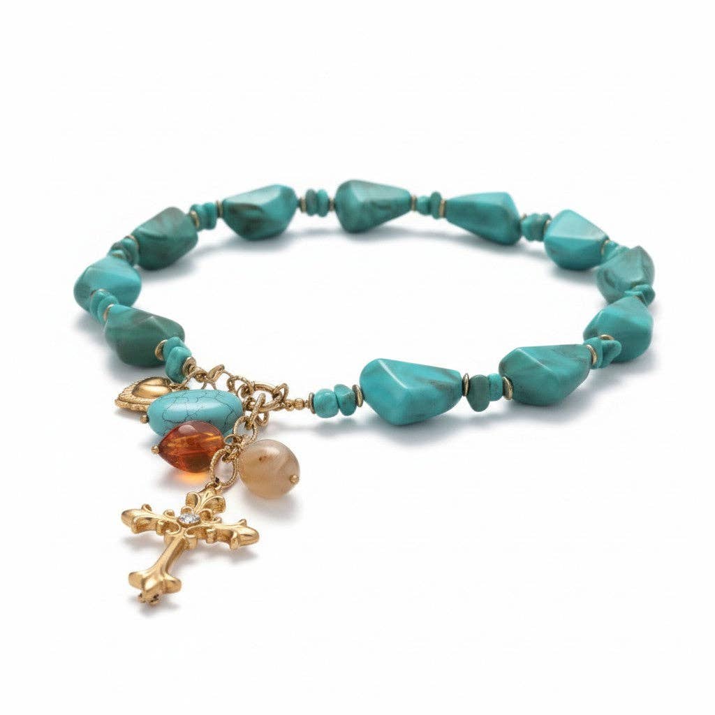 LSSGN301 18K Stainless Steel Oceania Azure Cross Necklace