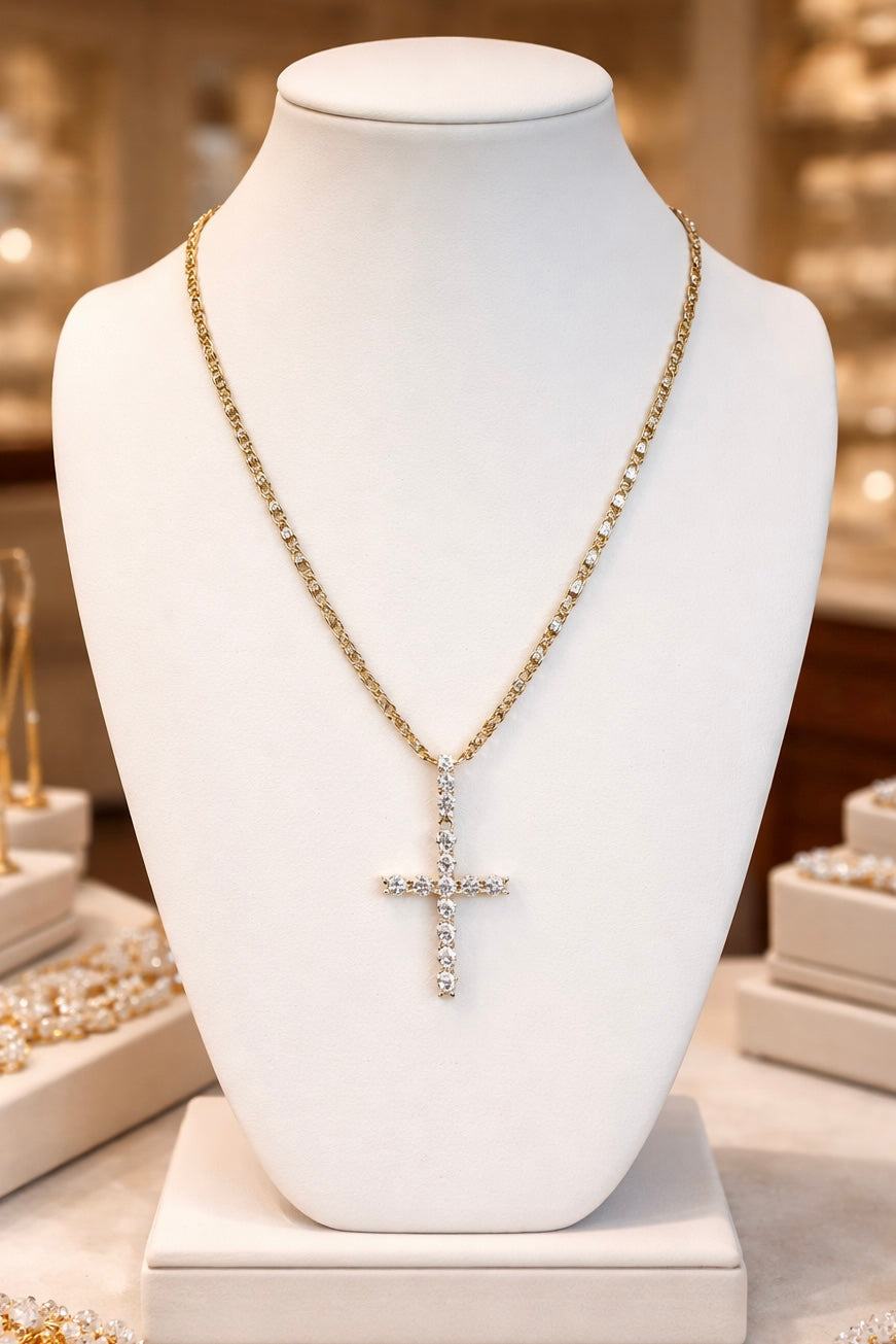 Liora Cross Necklace 18” Chain