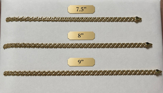 Gold Plated Double Curbed Link Bracelet 7.5”, 8” or 9”