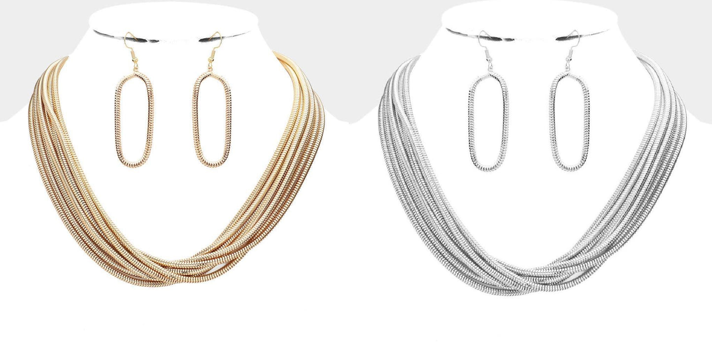 Metal Chain Multi Layered Necklace: Gold or Silver