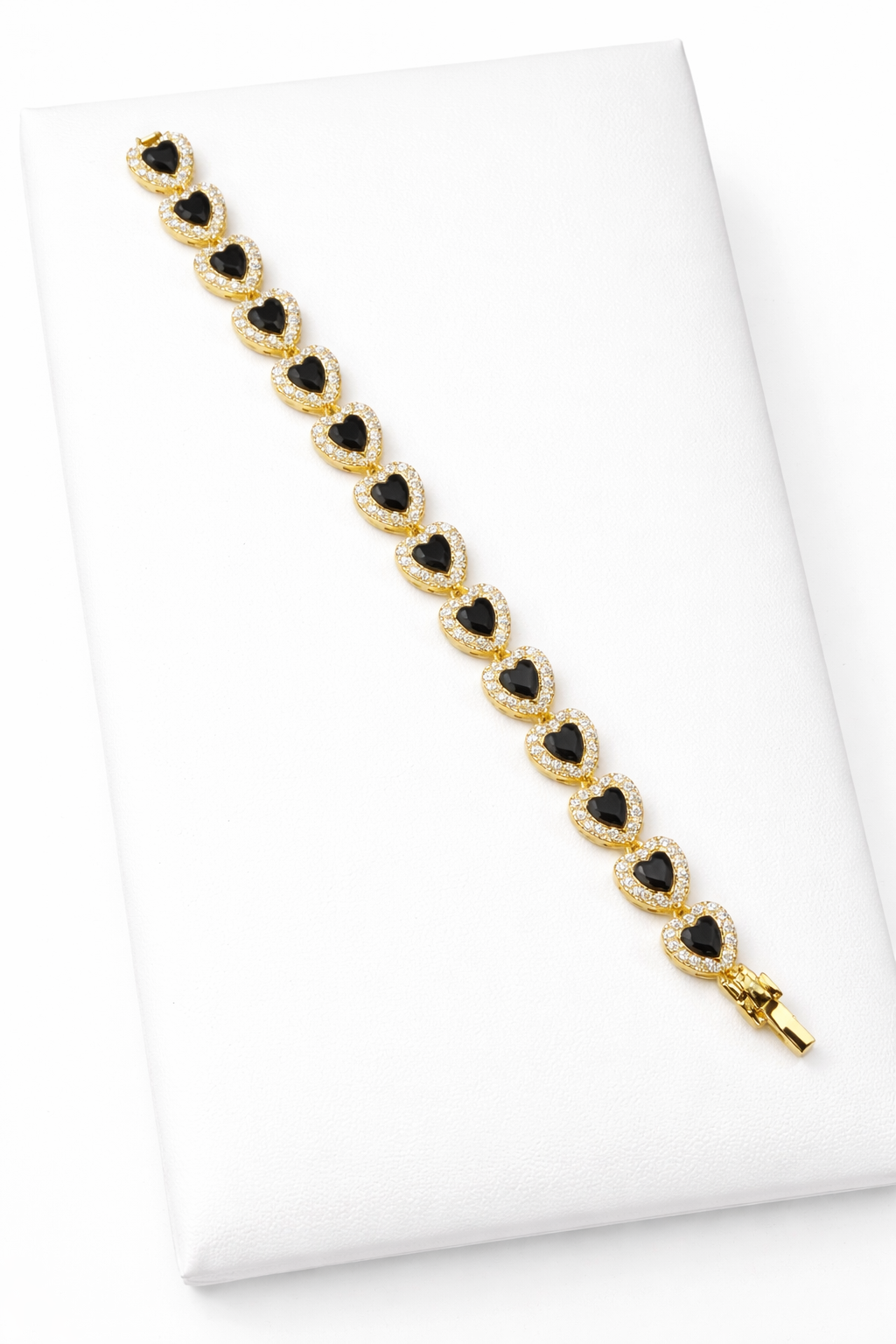 VALENTINE HEART ZIRCONIA BRACELET GOLD FILLED ORO LAMINADO 7.5”