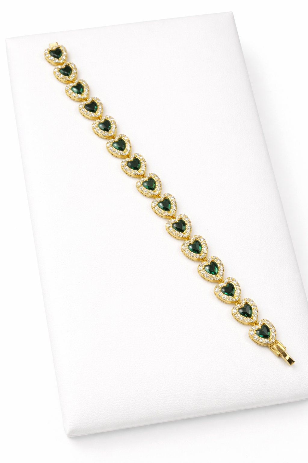 VALENTINE HEART ZIRCONIA BRACELET GOLD FILLED ORO LAMINADO 7.5”