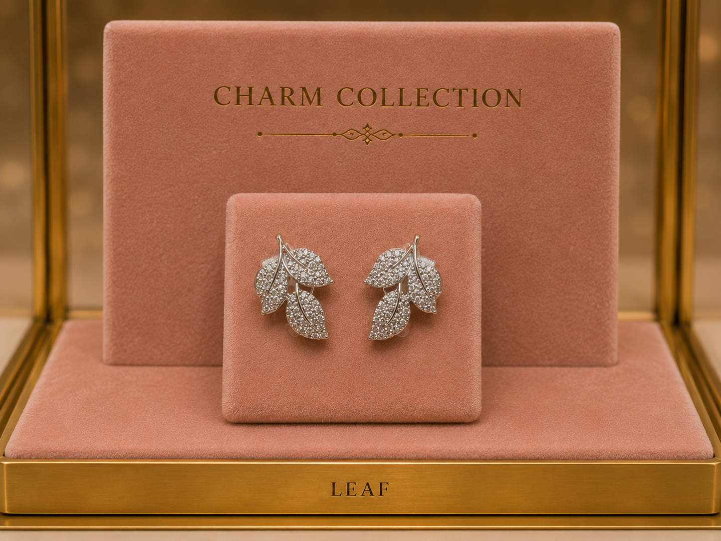 Silver Pavé Leaf Stud Earrings