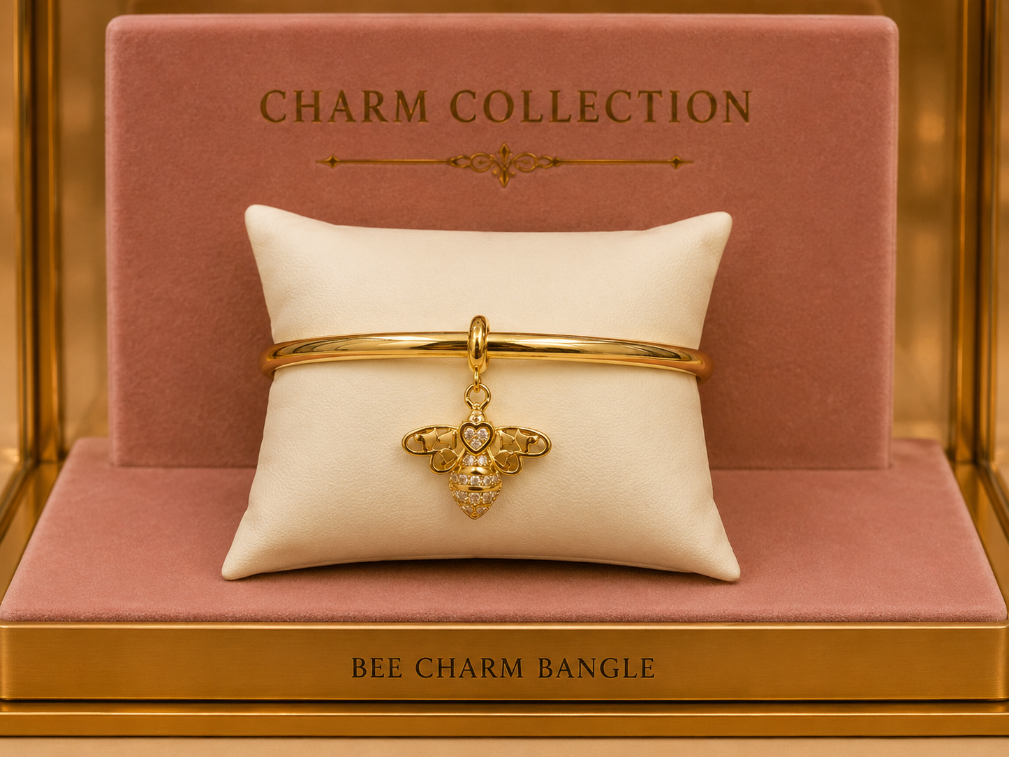 7.5 inch Charm Gold Plated Bangle Bracelet 4.5mm