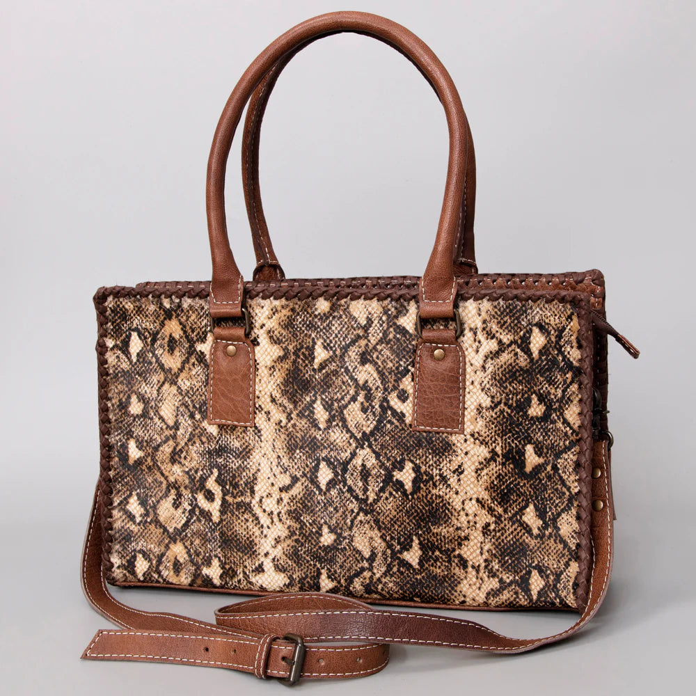 ADBG1019A American Darling Hair-On Leather Tote Bag Handcrafted Western Carryall