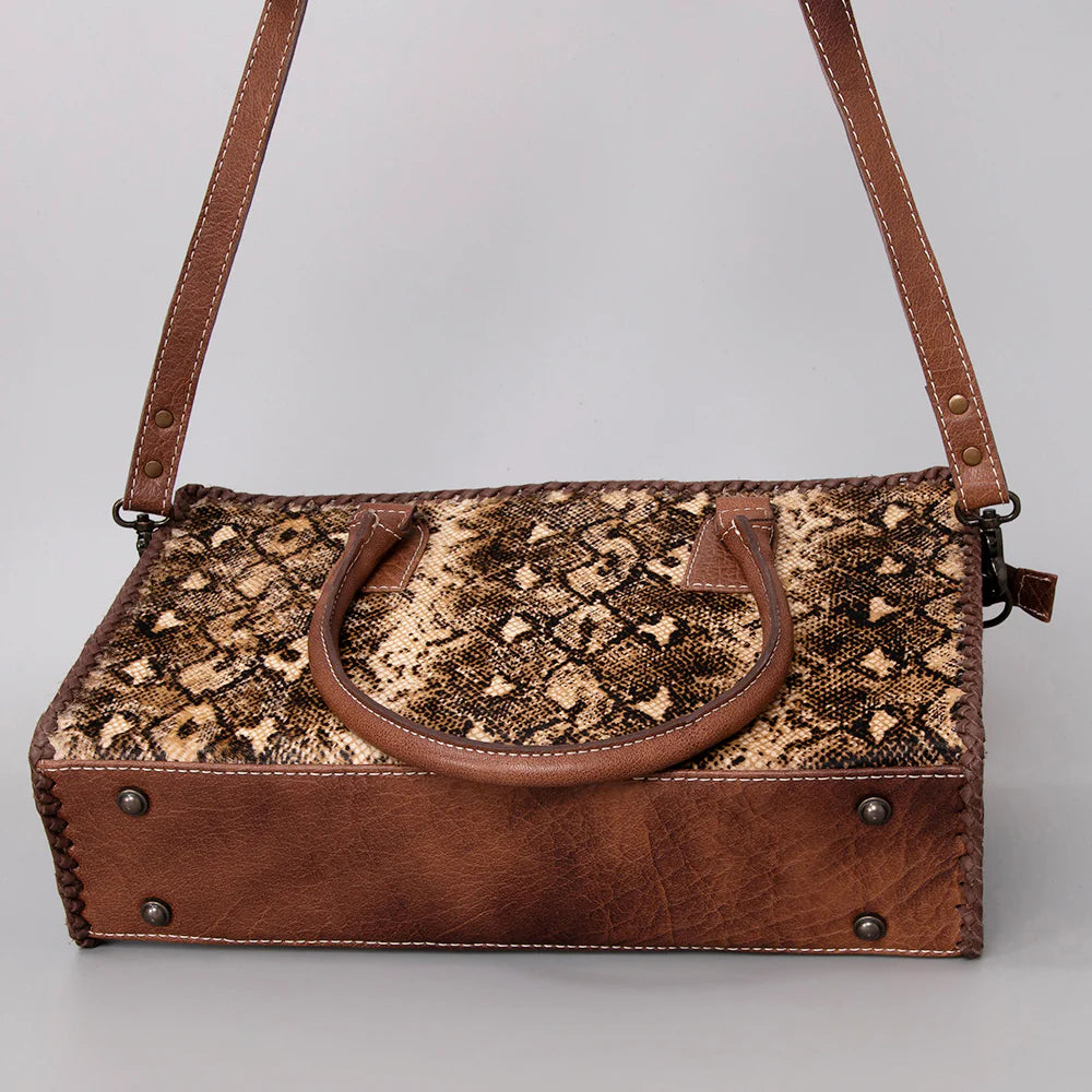 ADBG1019A American Darling Hair-On Leather Tote Bag Handcrafted Western Carryall
