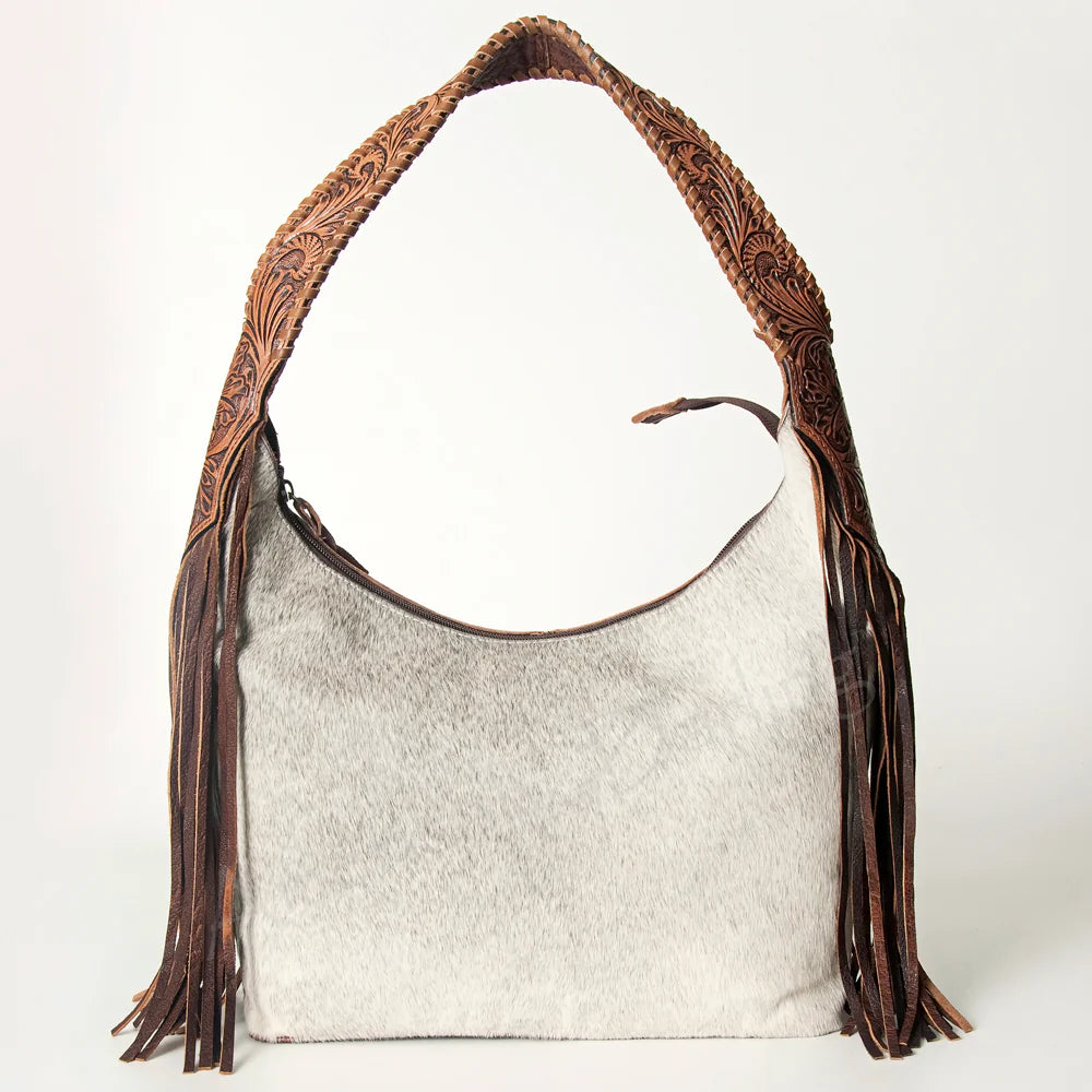 ADBG803E American Darling Handcrafted Cowhide Hobo Bag Tooled Leather Fringe Shoulder Bag