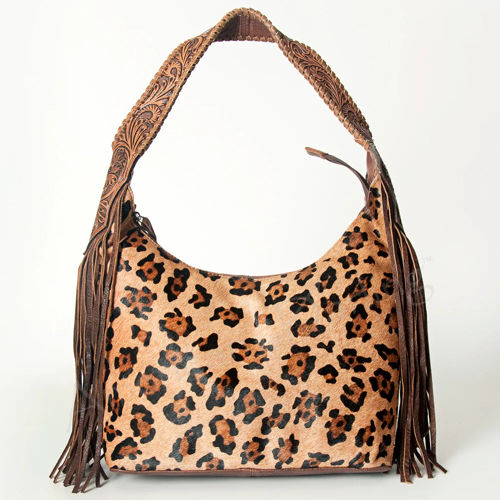 ADBG803H American Darling Handcrafted Cowhide Hobo Bag Tooled Leather Fringe Shoulder Bag