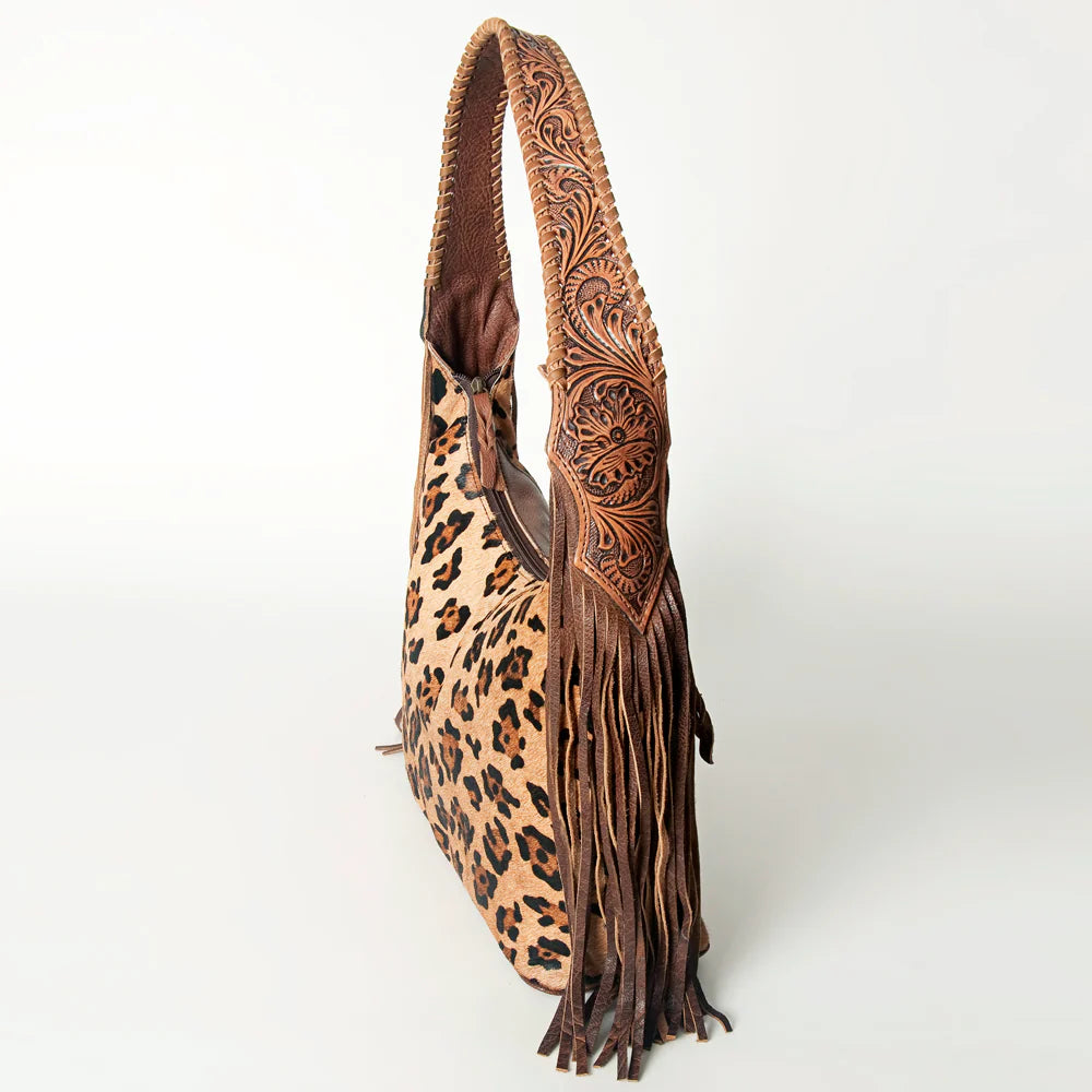 ADBG803H American Darling Handcrafted Cowhide Hobo Bag Tooled Leather Fringe Shoulder Bag