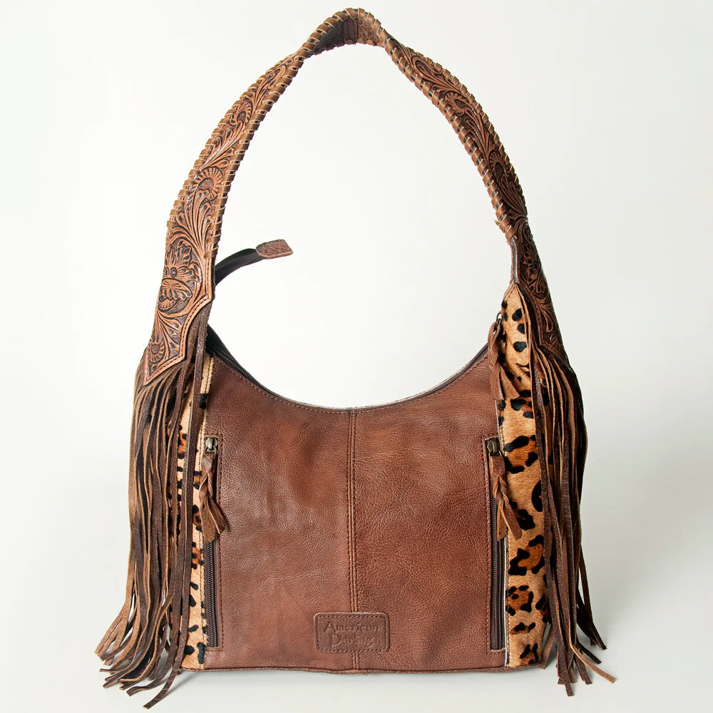 ADBG803H American Darling Handcrafted Cowhide Hobo Bag Tooled Leather Fringe Shoulder Bag