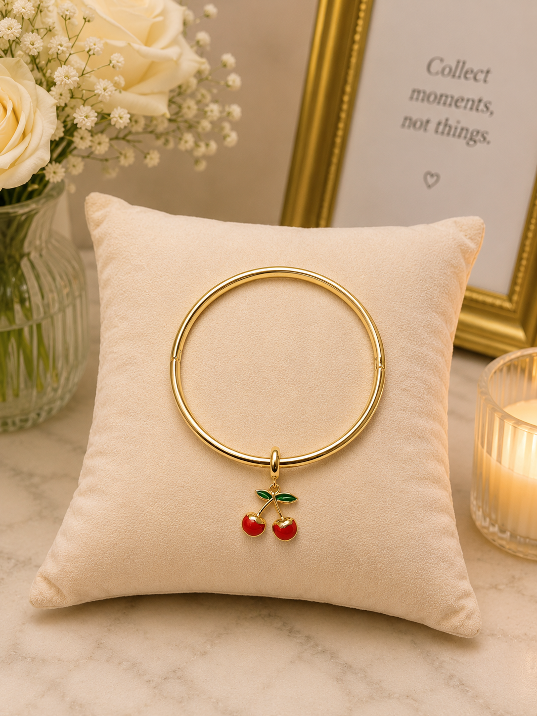 14k Gold Plated XP 7.5” Charm Bangle Bracelet 4.5mm