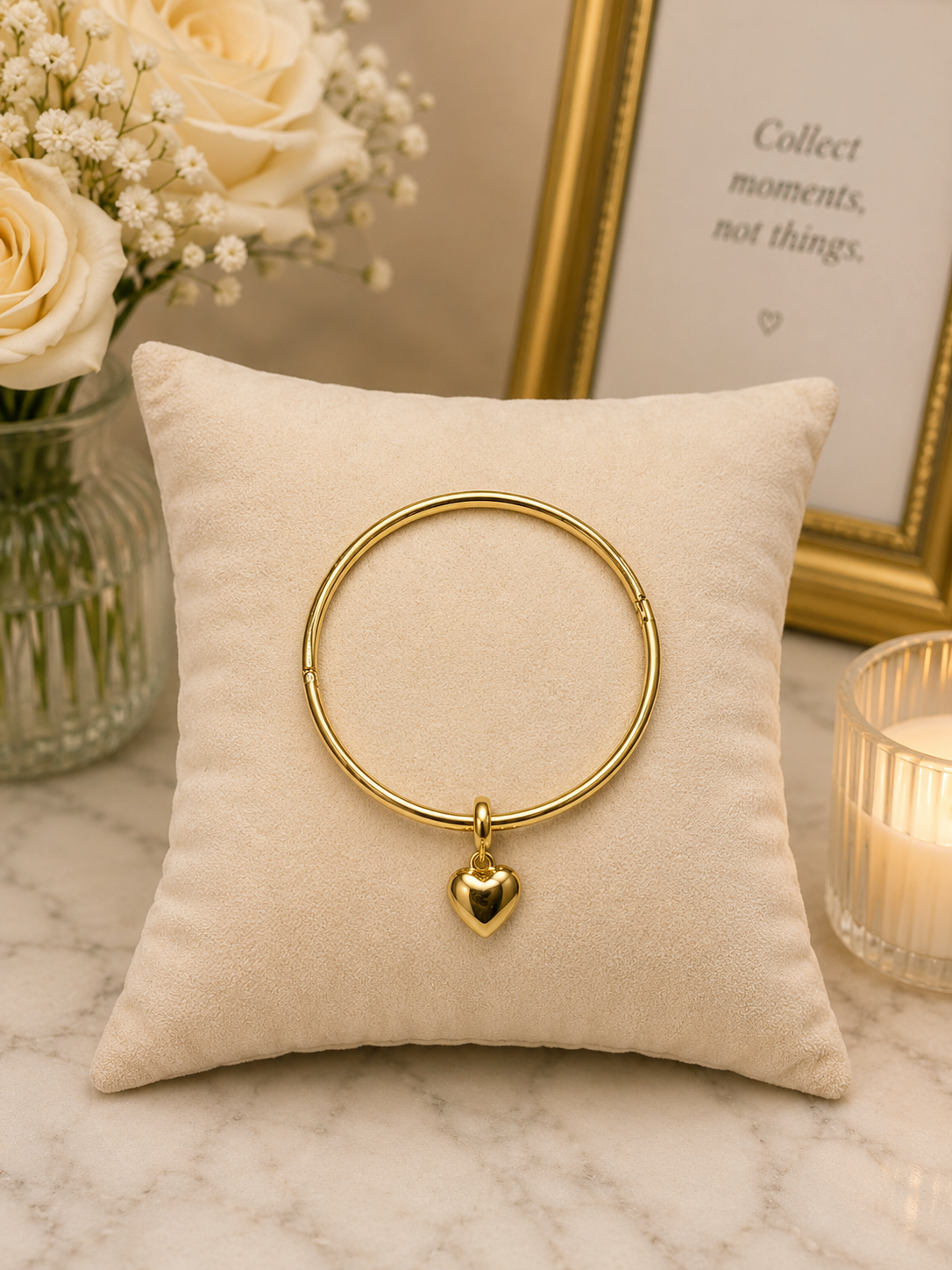 14k Gold Plated XP 7.5” Charm Bangle Bracelet 4.5mm
