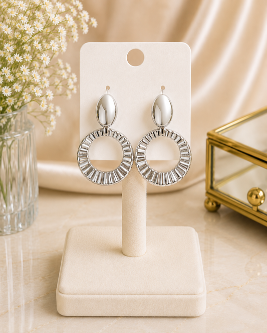 The Valentina Silver Statement Earrings 14k White Gold Plated