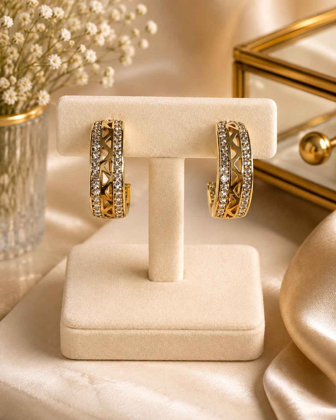 The Annie CZ Hoop Earrings 14k Gold Plated