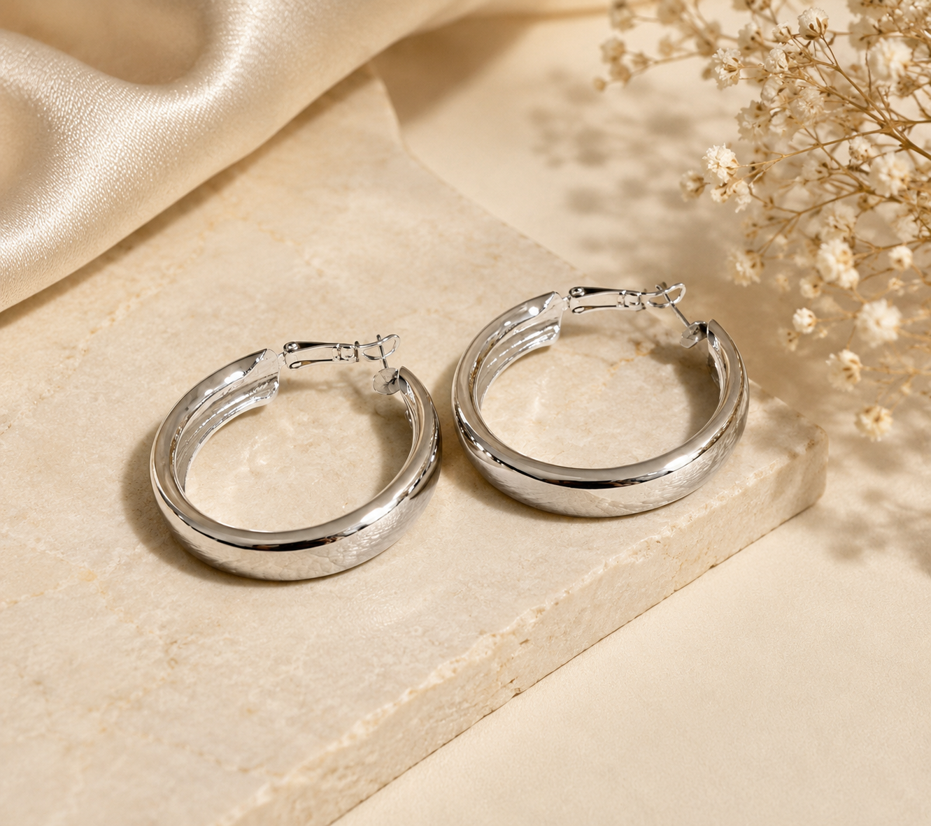 The Sophia Hoops 14k White Gold Plated Earrings