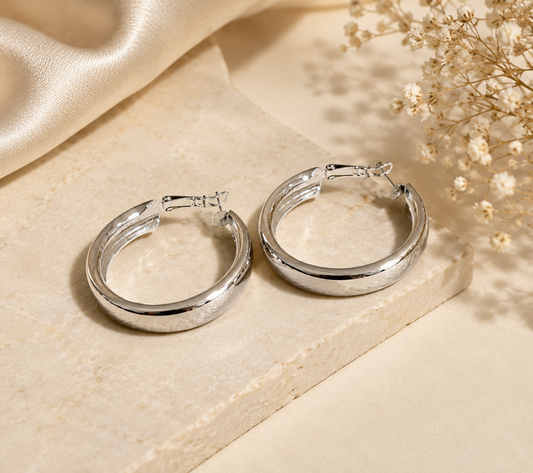 The Sophia Hoops 14k White Gold Plated Earrings