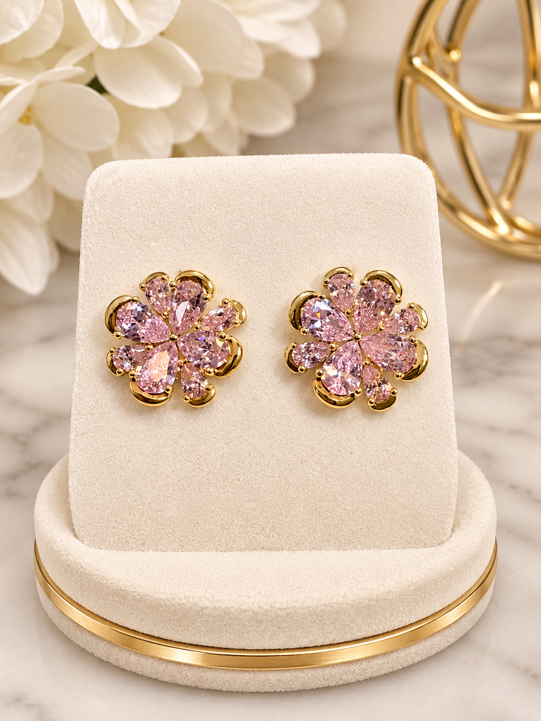 Rosalie Blossom Stud Earrings 14k Gold Plated