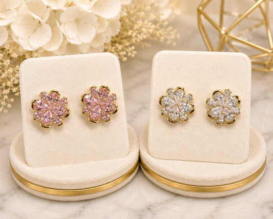 Rosalie Blossom Stud Earrings 14k Gold Plated