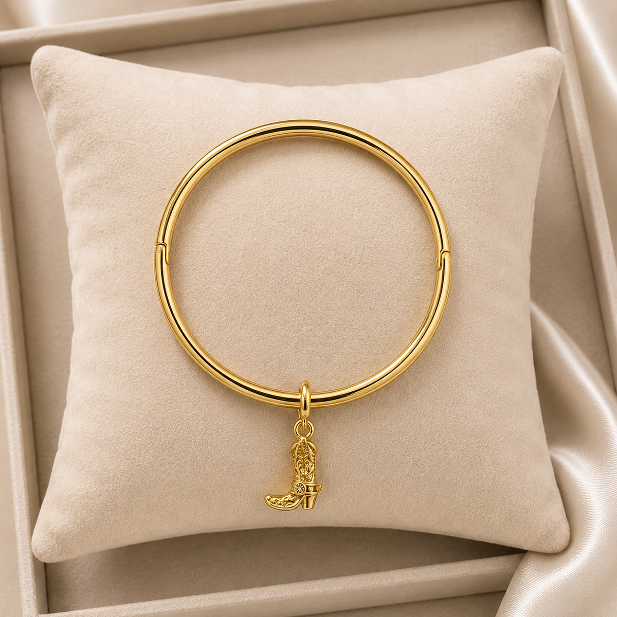 14k Gold Plated XP 7.5” Charm Bangle Bracelet 4.5mm