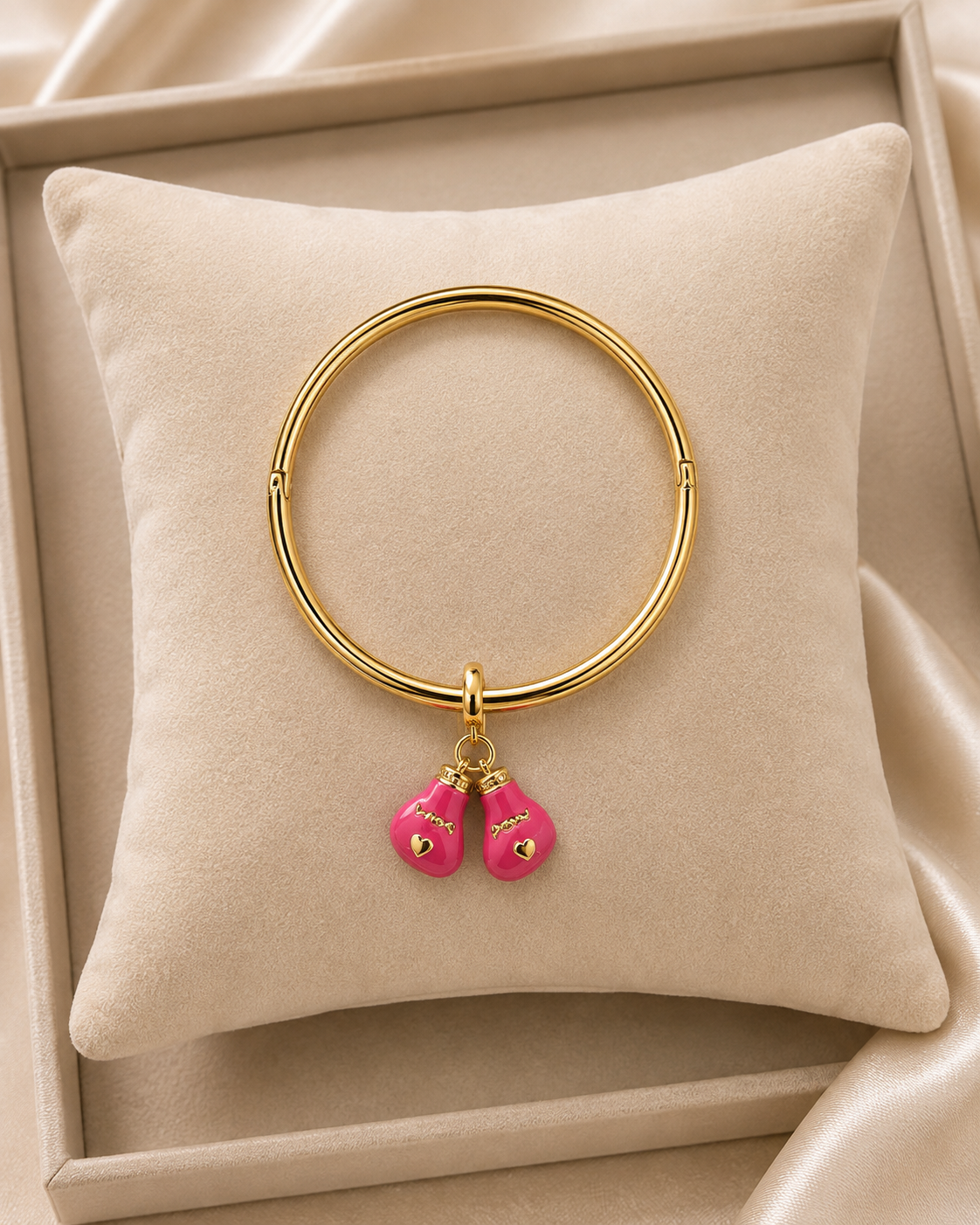 14k Gold Plated XP 7.5” Charm Bangle Bracelet 4.5mm