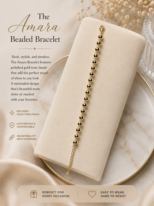 The Amara Beaded Bracelet 14k Gold Bracelet up to 9”