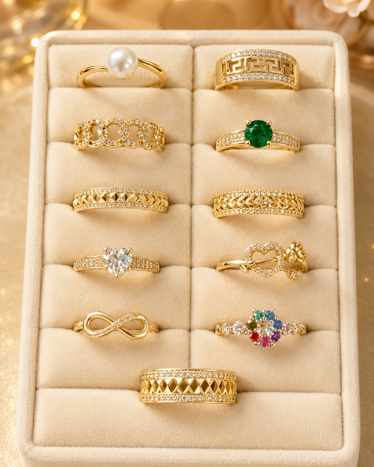 $12.00 Rings Sizes 8-10 14k Gold Plated
