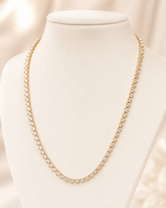Sparkling Love Tennis Necklace 14k Gold Plated