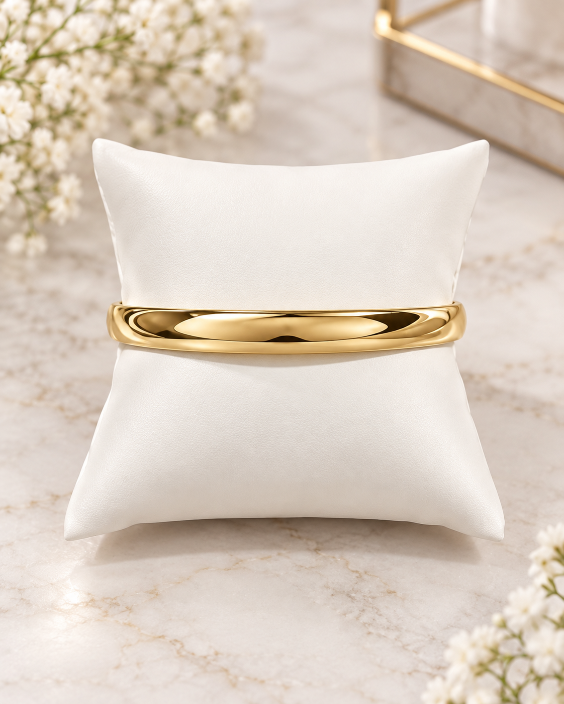 7.5” 6mm 14k Gold Plated Bangle Yellow / White