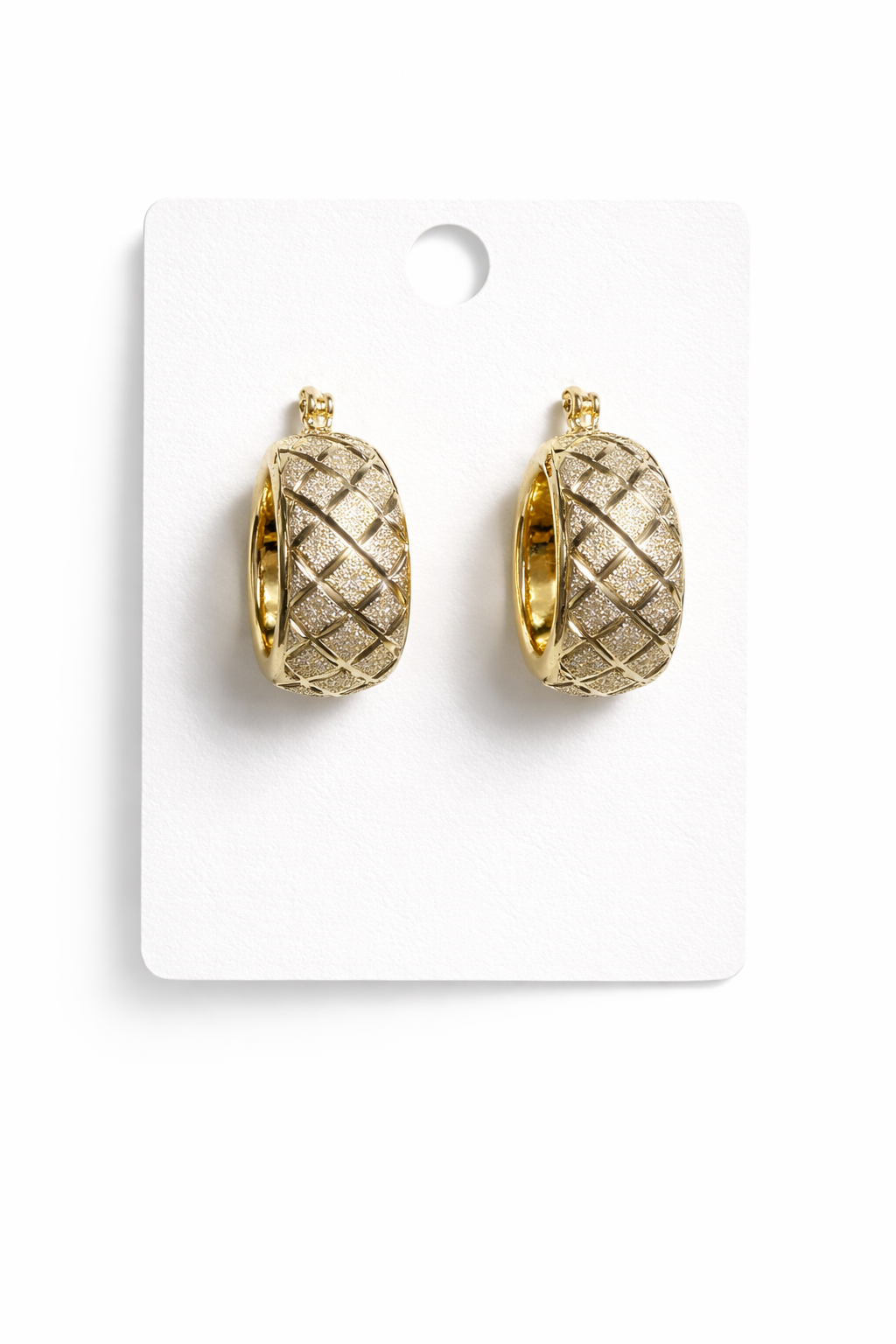 Chunky X Diamond Cut-Brushed Hoop Earrings