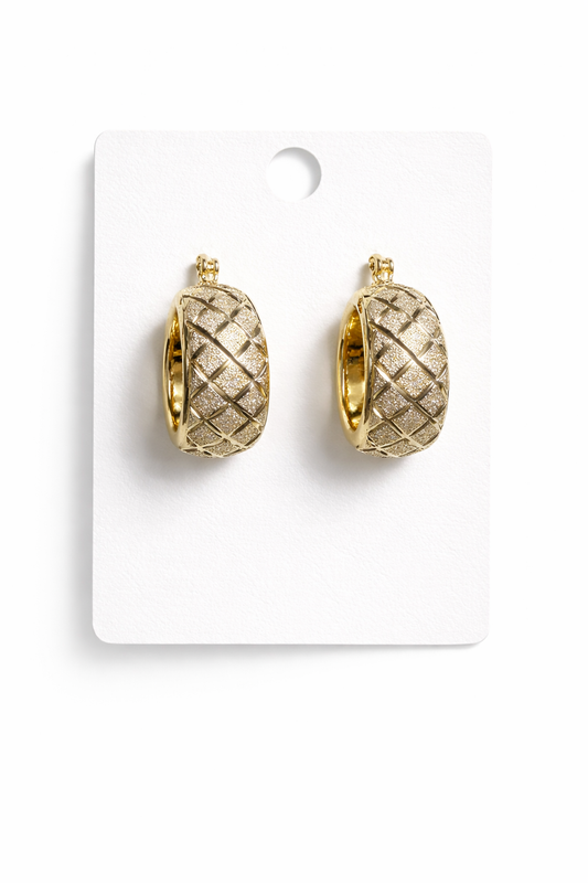Chunky X Diamond Cut-Brushed Hoop Earrings
