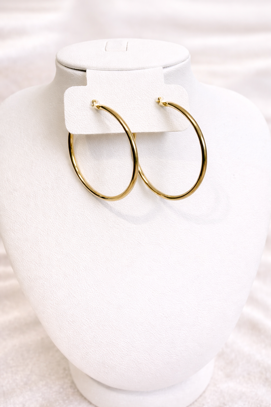 14K Gold Plated Classic 1.5” Hoop Earrings