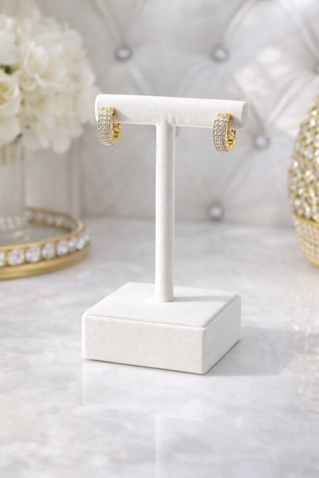 Little Lizzy/ Lizzy Jr GPXP 14mm Pave’ set Cz Hoop Earring