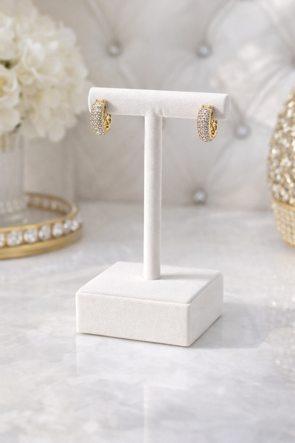 Little Lizzy/ Lizzy Jr GPXP 14mm Pave’ set Cz Hoop Earring