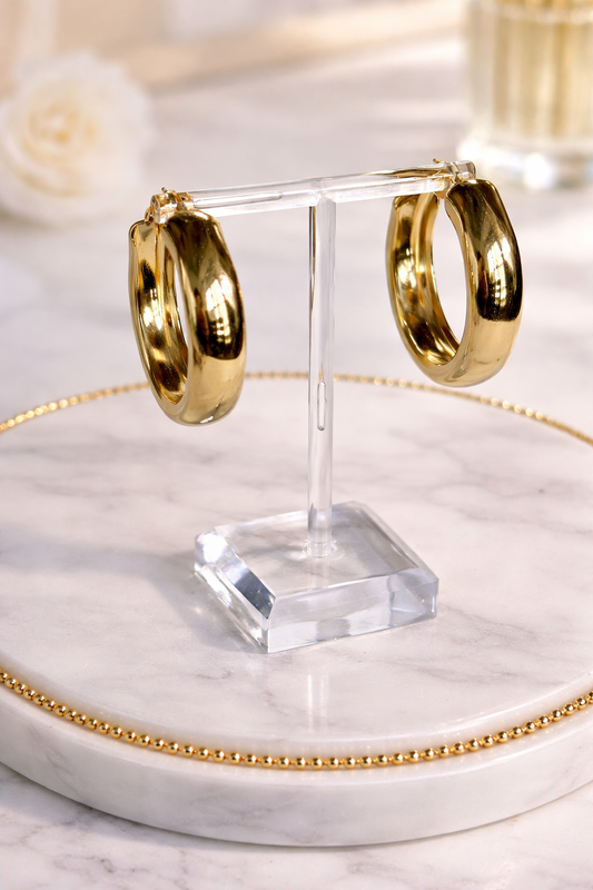 XL 1.8” Gold Plated High Polished Hoop Earrings